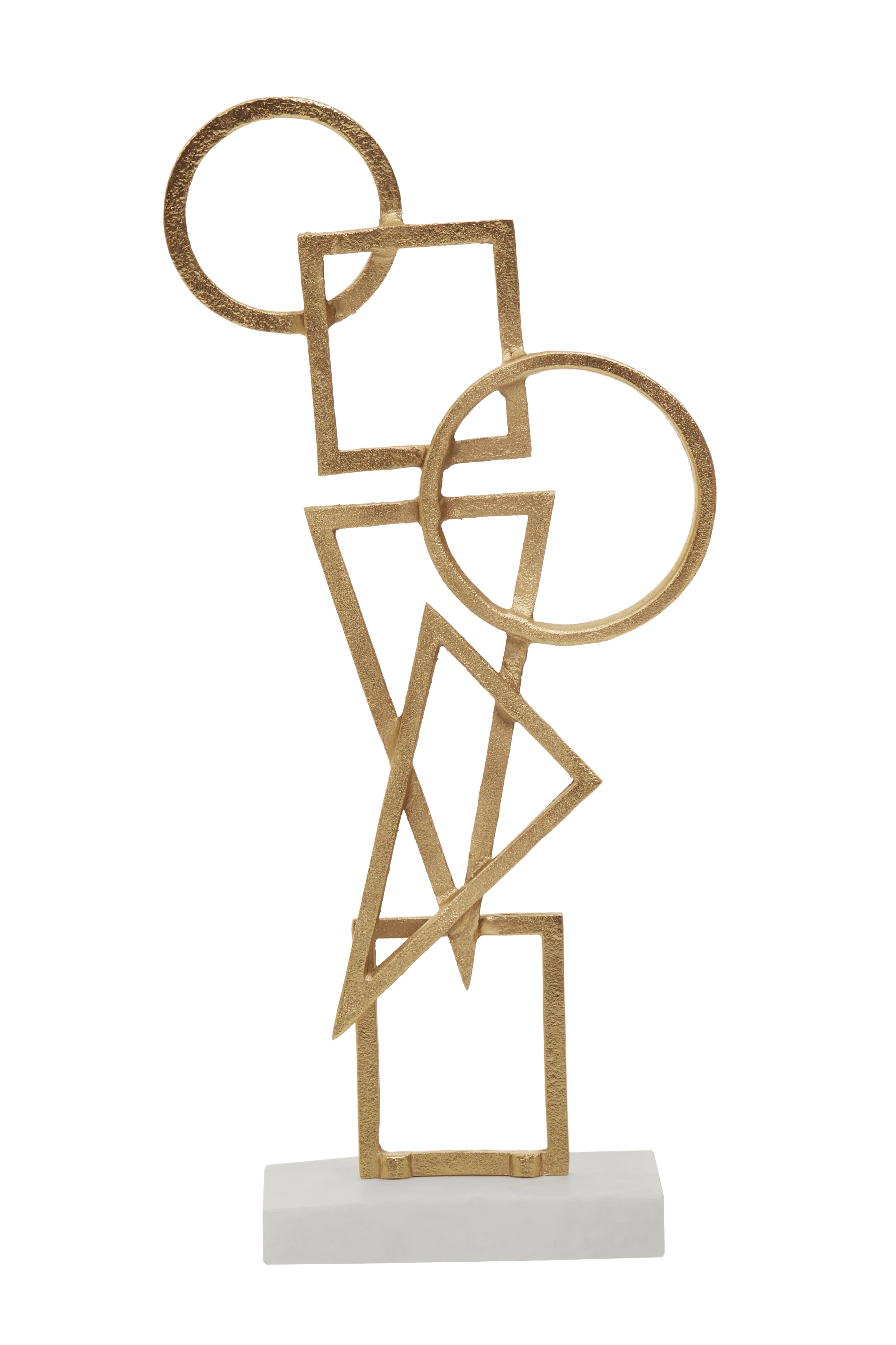 Rojas White Marble & Gold Abstract Shape Sculpture